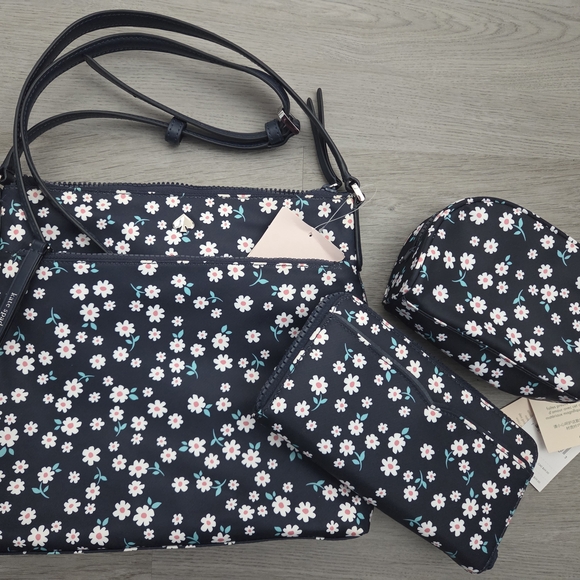 kate spade Handbags - Kate Spade Floral Black Handbag Set